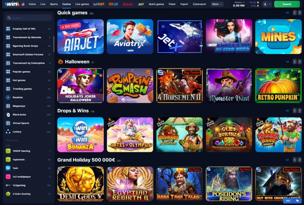 1WIN Online Casino games