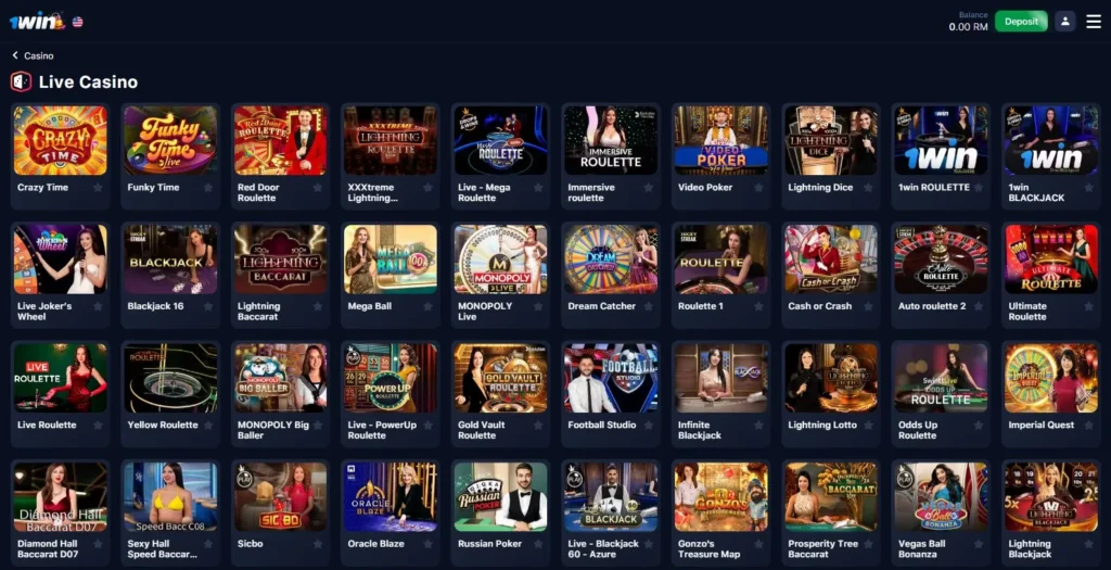 1WIN mobile app LIve Casino games