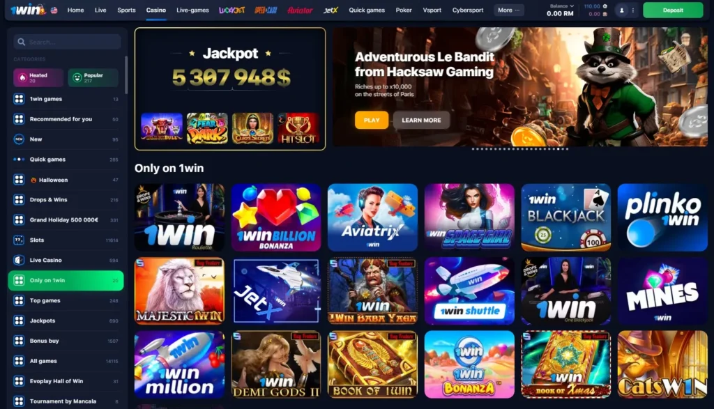 Exclusive games in 1WIN Online Casino