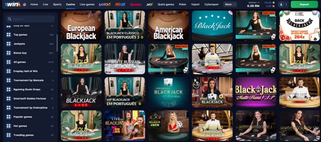 Live Blackjack in 1WIN Online Casino